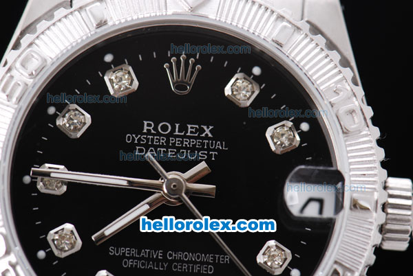 Rolex Datejust Automatic with Black Dial and Diamond Marking-Lady Dize - Click Image to Close